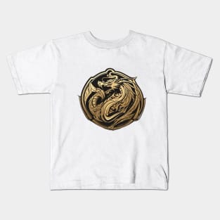 Dragon Gold Shadow Silhouette Anime Style Collection No. 446 Kids T-Shirt